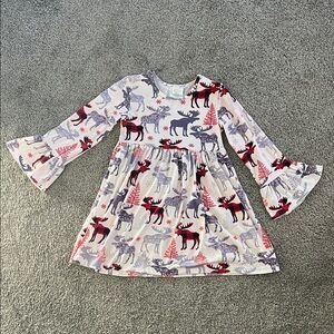 Honeydew USA Moose Print Kids Dress/shirt  in Red and Gray